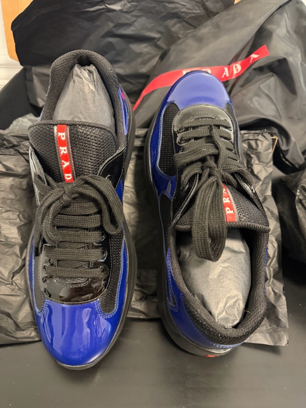 Prada Black & Blue Men's Low-Top Sneakers